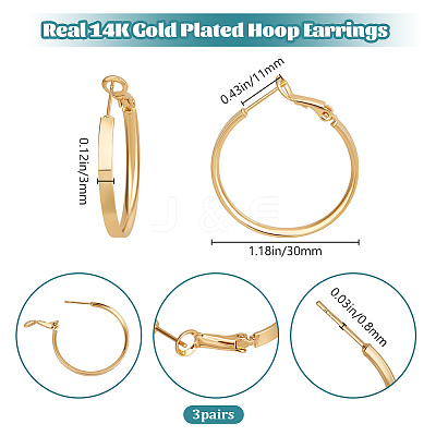 3 Pairs Brass Hoop Earrings for Women EJEW-BBC0001-66G-01-1