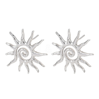 Sun Brass Stud Earrings for Women EJEW-A167-08P-1