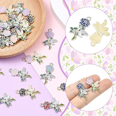 30Pcs 2 Colors Alloy Enamel Pendants ENAM-YW0008-78-1