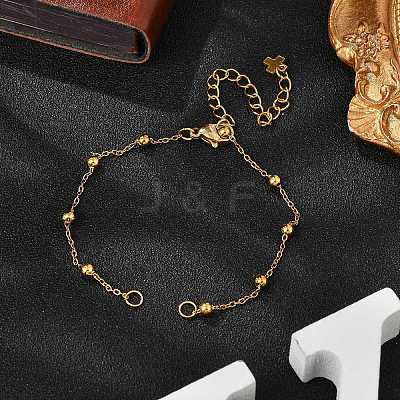 2Pcs 2 Colors 304 Stainless Steel Round Ball Cable Chain Bracelet Making AJEW-JB01331-1