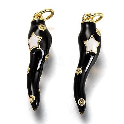 Brass Enamel Pendants KK-B026-15G-1