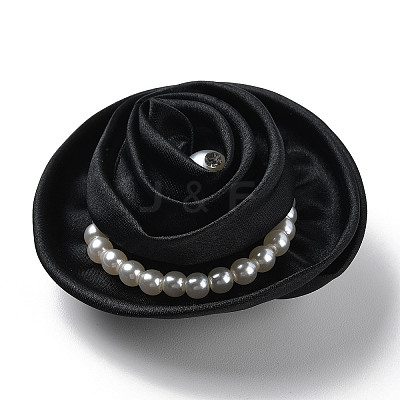 Flower Cloth with Plastic Pearl Brooch Pin JEWB-K013-01P-01-1