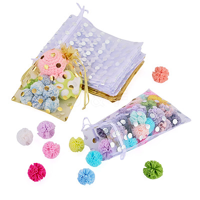 20Pcs 2 Colors Hot Stamping Polka Dot Organza Jewelry Drawstring Bags ABAG-TADJ0001-06C-1