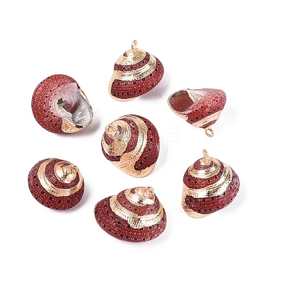 Electroplate Natural Sea Shell Pendants BSHE-Q020-01-1