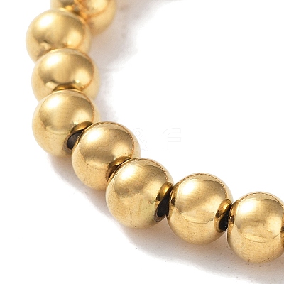 316 Surgical Stainless Steel Round Beaded Stretch Bracelets BJEW-M305-01D-G-1