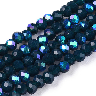 Electroplate Opaque Solid Color Glass Beads Strands EGLA-A034-P6mm-L07-1