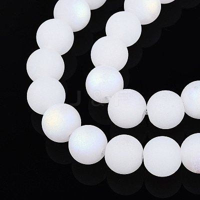 Frosted Imitation Jade Glass Beads Strands LS-GLAA-T032-J10mm-MBB01-1