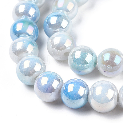 Electroplated Glass Beads Strands GLAA-C023-01H-1