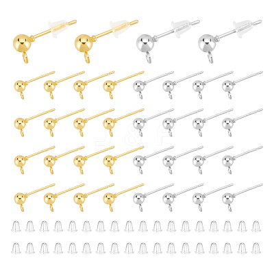200Pcs 2 Styles Iron & 304 Stainless Steels Stud Earring Findings FIND-UN0003-46-1