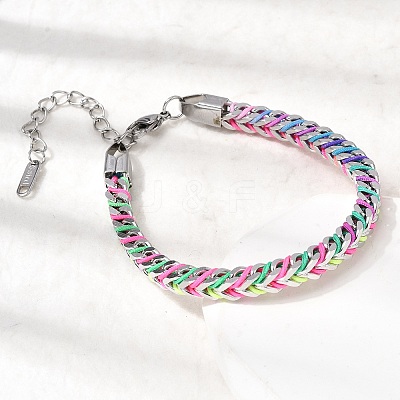 304 Stainless Steel Chain & Nylon Braided Bracelets for Women BJEW-A152-01P-1