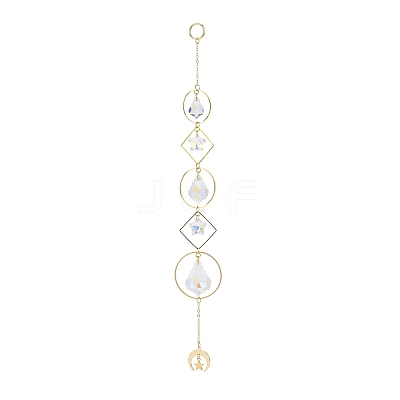 Electroplate Glass Star & Teardrop Window Hanging Suncatchers HJEW-JM00849-1