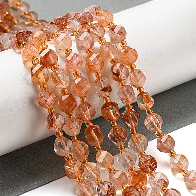 Natural Red Hematoid Quartz/Ferruginous Quartz Beads Strands G-M443-B07-02-1