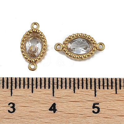 Ion Plating(IP) 304 Stainless Steel Cubic Zirconia Oval Links Connector Charms STAS-K256-22G-02-1