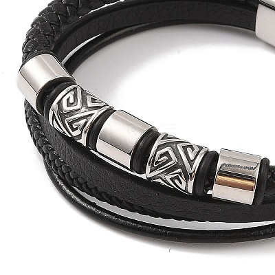 Braided Microfiber Leather Multi-strand Bracelets BJEW-B096-07C-1