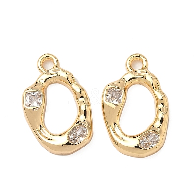 Brass Micro Pave Clear Cubic Zirconia Pendants KK-S531-19G-1