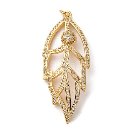 Brass Micro Pave Cubic Zirconia Big Pendants KK-U076-08G-1
