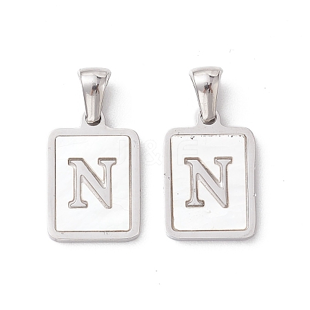 304 Stainless Steel Pave Shell Pendants STAS-G327-01P-N-1