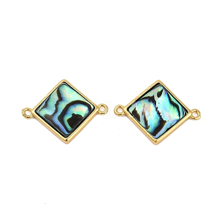 Brass Pave Natural Paua Shell Connector Charms KK-M299-01A-G-1