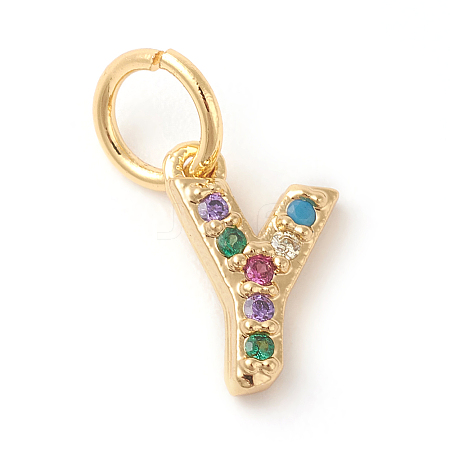 Brass Micro Pave Colorful Cubic Zirconia Charms LS-ZIRC-F092-01-Y-1