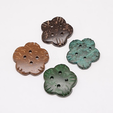 Ethnic Garment Accessories Wood Findings 4-Hole Coconut Sewing Buttons BUTT-O002-D-1