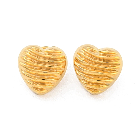 Heart 304 Stainless Steel Ear Studs EJEW-L290-011G-1