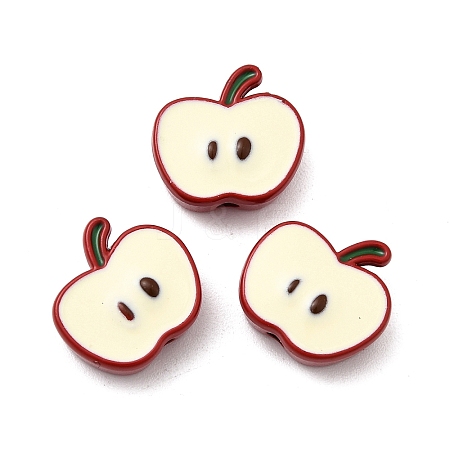 Apple Spray Painted Alloy Beads FIND-C075-02B-1