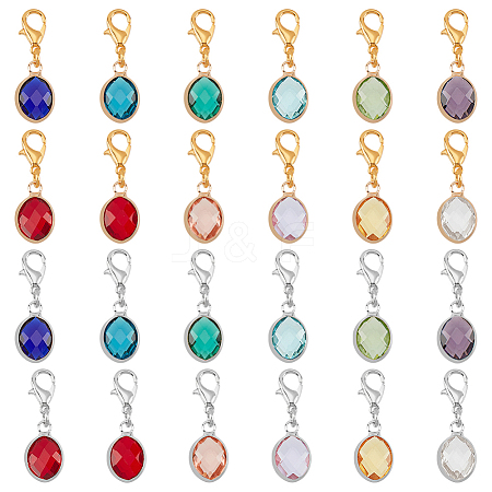   24Pcs 24 Styles Faceted Glass Pendant Decorations FIND-PH0010-21-1