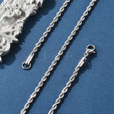Tarnish Resistant 304 Stainless Steel Rope Chain Necklaces NJEW-E026-09P-1
