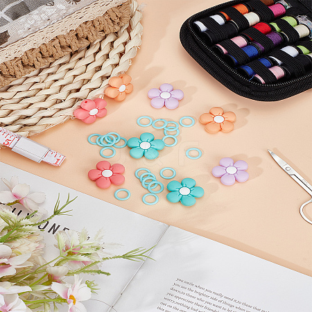 28Pcs 5 Colors Silicone Beads SIL-LP0001-25-1