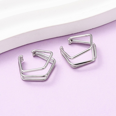 304 Stainless Steel Triple Pentagon Cuff Earrings LS-EJEW-K268-88P-1