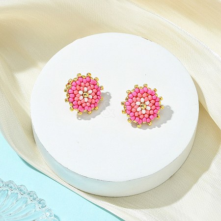Glass Seed Bead Stud Earrings EJEW-MZ00741-01-1
