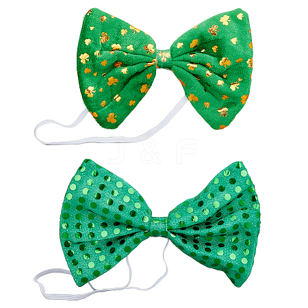 2Pcs 2 Style Cloth & Paillette Elastic Bowknot Ties FIND-FH0008-28-1