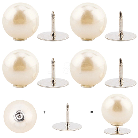 20Pcs ABS Plastic Pearl No Sewing Buttons BUTT-CY0001-22B-1