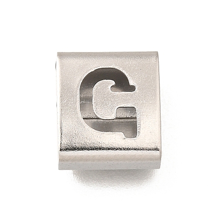 Letter Style 304 Stainless Steel Square Slide Charms STAS-L132-20G-1