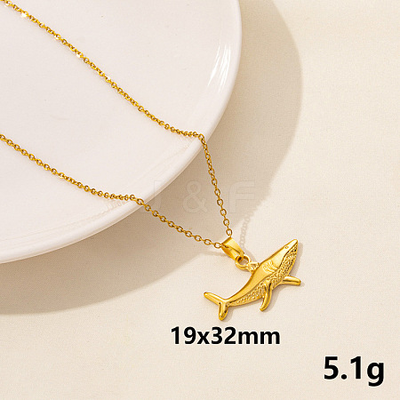 Animal Stainless Steel Shark Pendant Necklace for Women QG3482-2-1