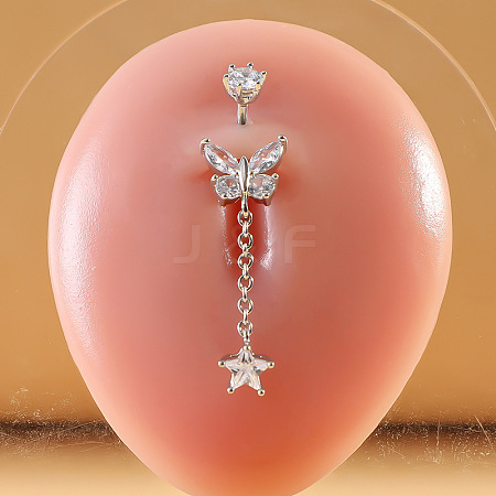 316L Surgical Stainless Steel Micro Pave Clear Cubic Zirconia Belly Rings FS-WG9E32A-09-1