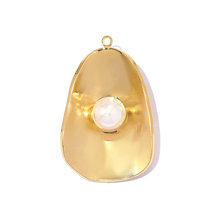 304 Stainless Steel & ABS Imitation Pearl Pendants STAS-OY014-57G-1