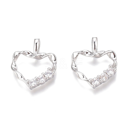 Brass Micro Pave Clear Cubic Zirconia Charms ZIRC-O035-28P-1