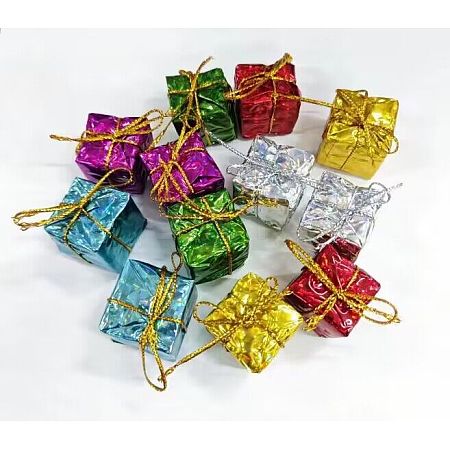Square Gift Box Plastic Pendants Decoration HJEW-WH0042-77A-1