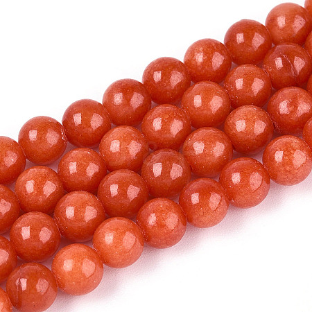 Dyed Natural Mashan Jade Round Beads Strands G-T139-6mm-67C-1