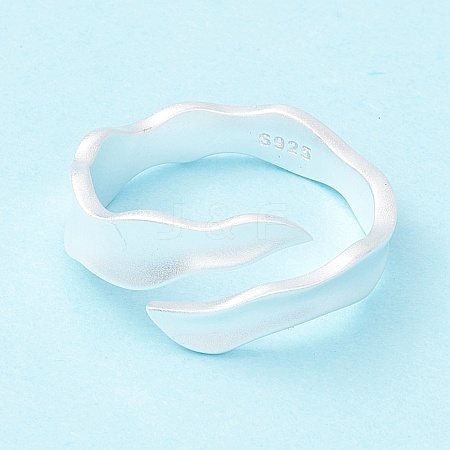 925 Sterling Silver Matte Cuff Ring RJEW-Z011-01S-1