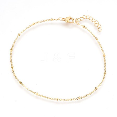 Ion Plating(IP) 304 Stainless Steel Cable Chain Anklets AJEW-P069-01G-1