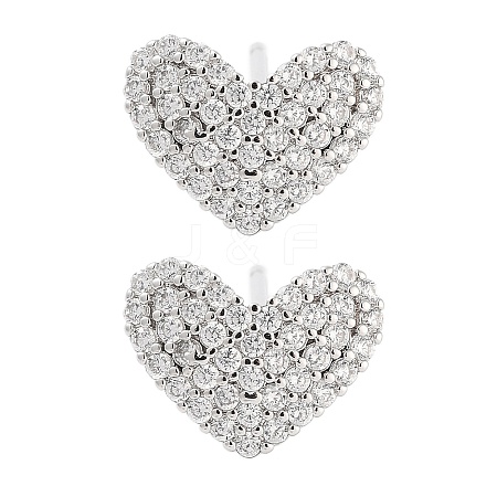 Rack Plating Heart Brass Stud Earrings EJEW-N055-41P-RS-1