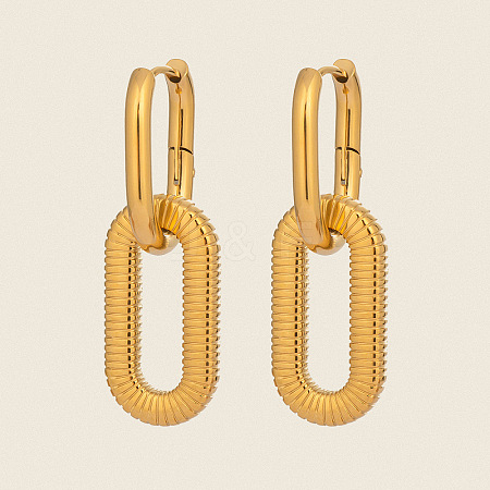 304 Stainless Steel Hollow Oval Hoop Earrings LU1648-1