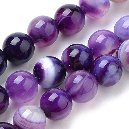 Natural Striped Agate/Banded Agate Beads Strands G-S259-04F-6mm-1
