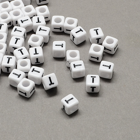 Large Hole Acrylic Letter European Beads SACR-Q103-7mm-01T-1