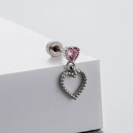 Brass Pave Pink Cubic Zirconia Cartilage Earrings FS-WGE04A7-05-1