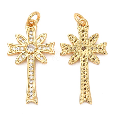 Brass Micro Pave Cubic Zirconia Pendants KK-P236-22G-1