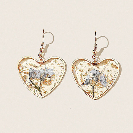 Heart Alloy Resin Dangle Earrings FS-WG72C44-03-1