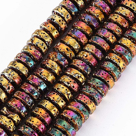 Electroplated Natural Lava Rock Beads Strands LS-G-T114-69C-1
